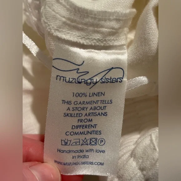 Muzungu Sisters Talitha Pants in White Linen - Picture 4 of 4